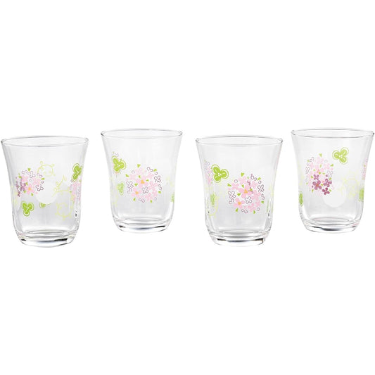 Toyo Sasaki Glass Tumbler Glass Set Decor Line Flower Violet Made in Japan Dishwasher Safe (Sold in Case) Purple 230ml G310-T295 Set of 4 x 16 pieces