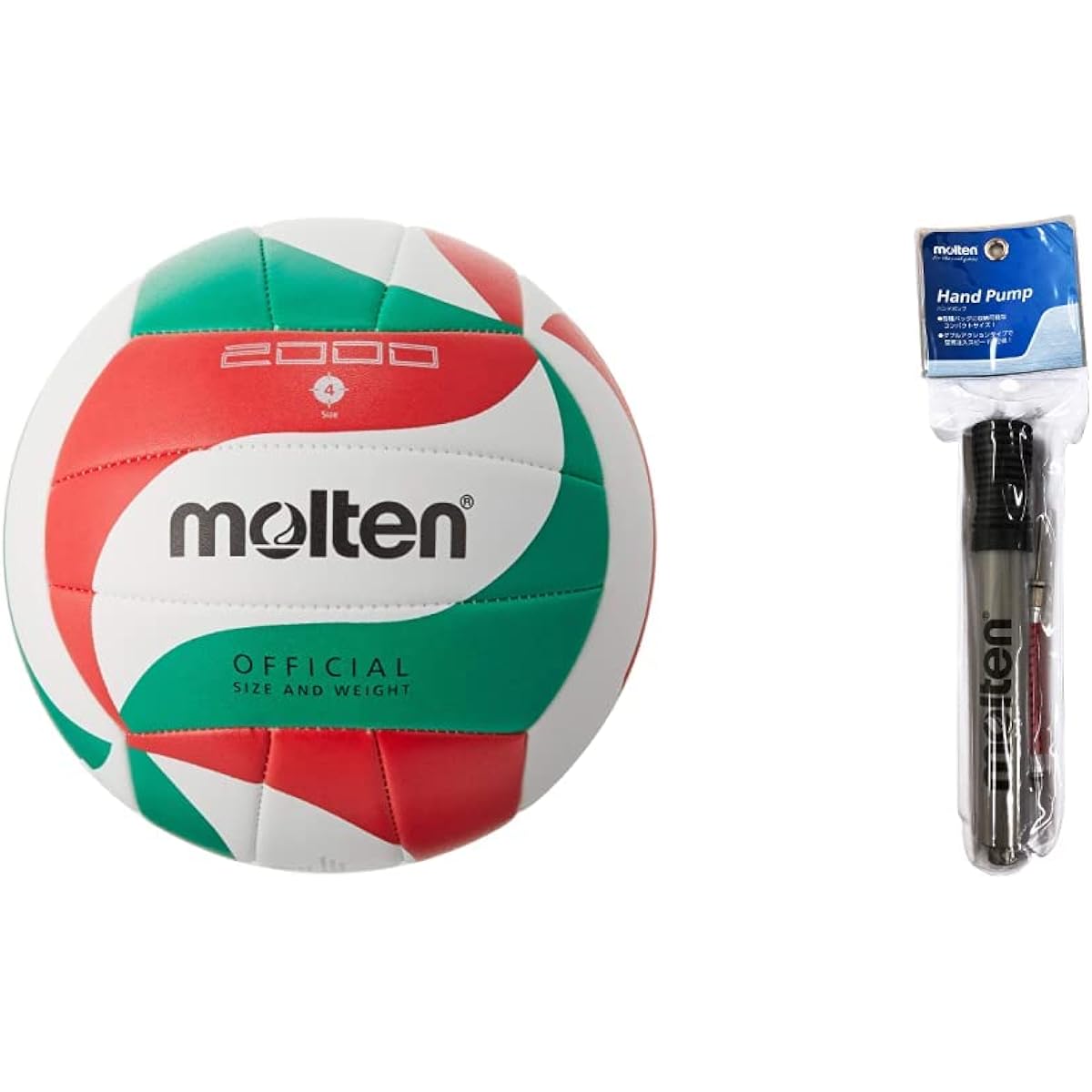 molten Volleyball V4M2000 & Ball Inflator Double Action Hand Pump Black x Gray TRHPSL [Set Purchase]