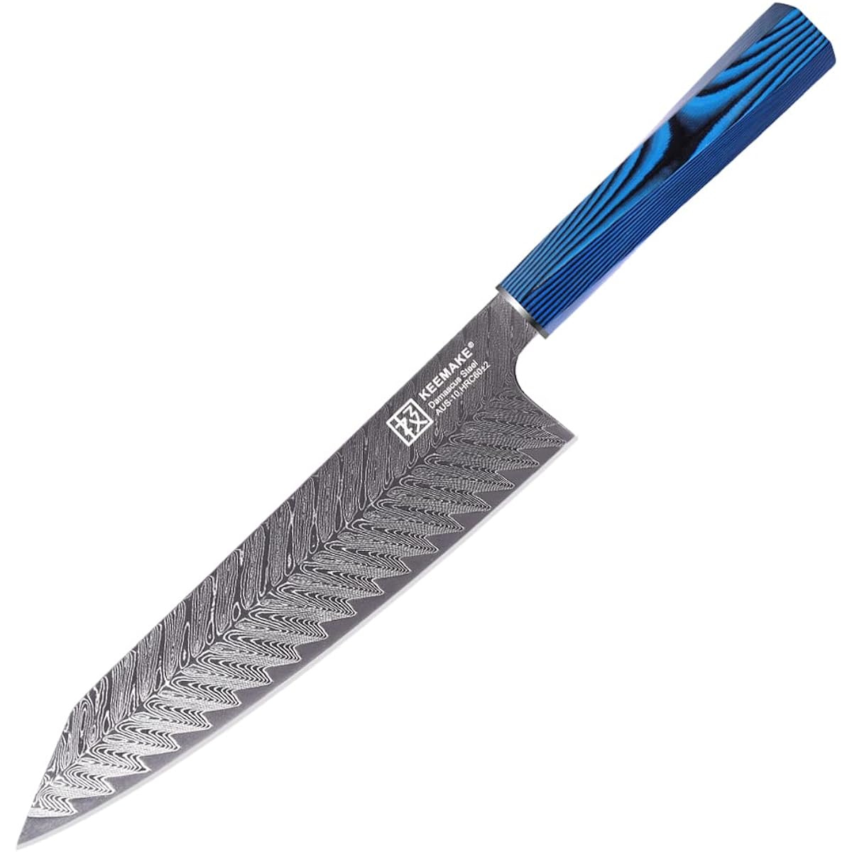KEEMAKE Chef Knife 210mm Damascus 67 Layers Stainless Steel Home Use Kitchen Meat Cutting Vegetables Fish Handling Gift Present (Gyuto 210mm (Blue))
