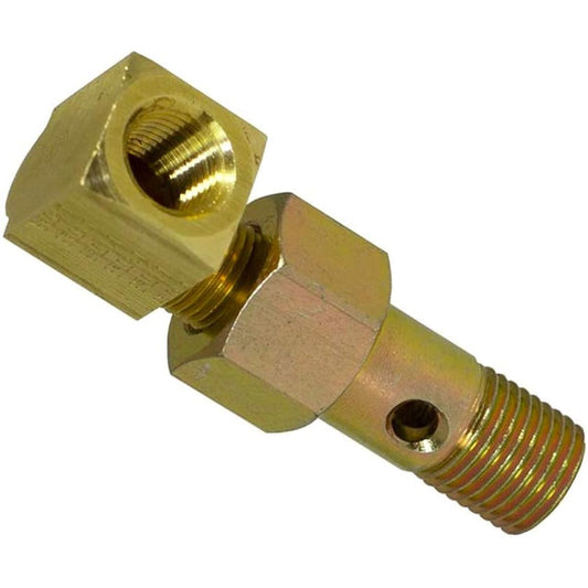 GLOWSHIFT fuel pressure banjo bolt sensor adapter Honda & Acura fuel filter housing 90 degree thread adapter & bronze crash washer