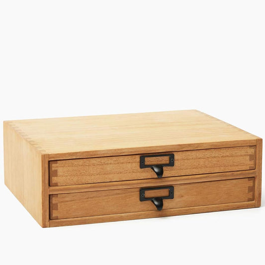 KIRIGEN Dovetail specifications desk fax stand mini fax stand telephone stand mini chest with name holder made of paulownia wood finished product with drawer compatible with A4 size vegetable oil painted finish 2 tiers natural