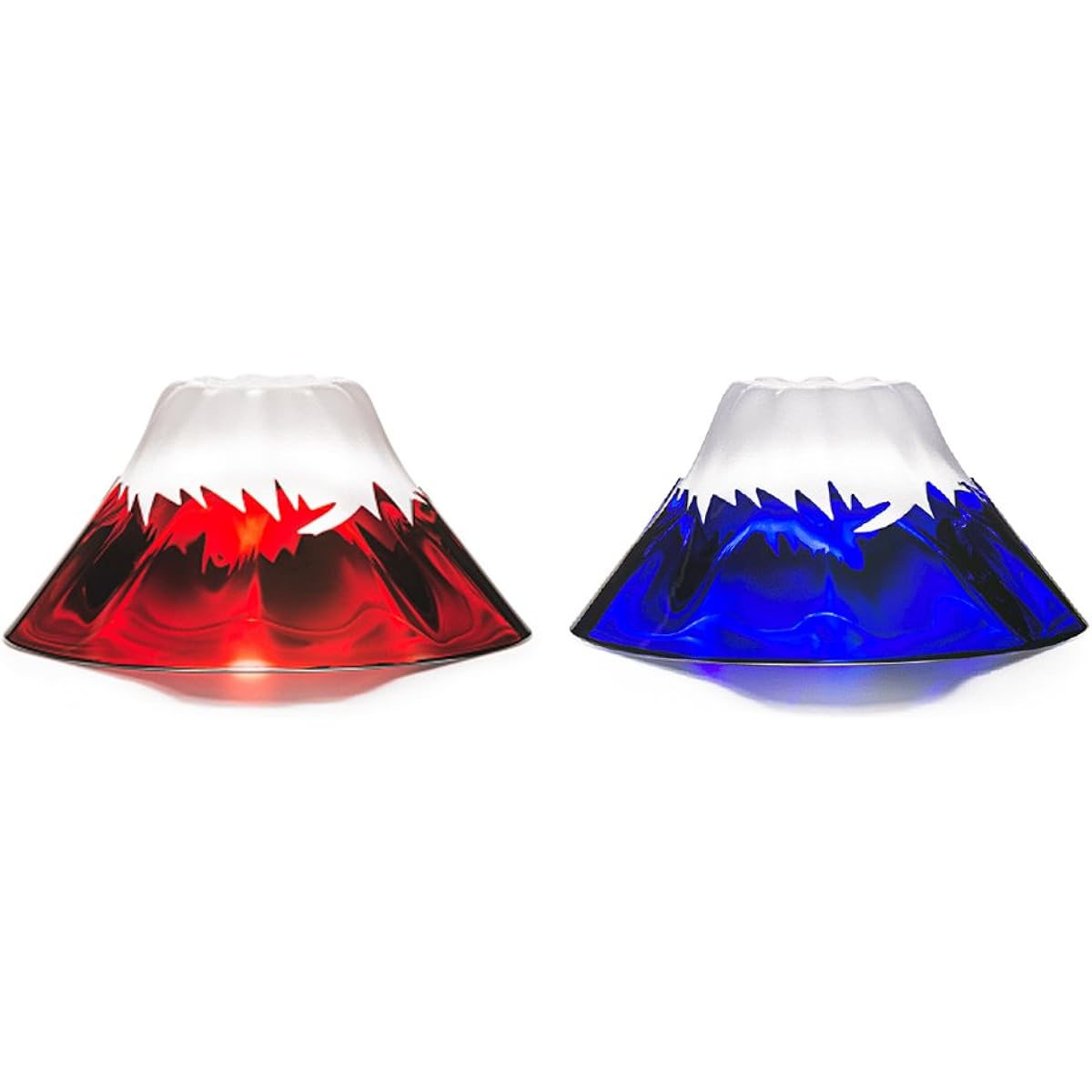 Tajima Glass Cups Blue and Red Pair 55ml [Minister of Economy, Trade and Industry Award Winner] Handmade Edo Glass Ochoco Mt. Fuji Celebration Cup TG13-013-2 2 pieces