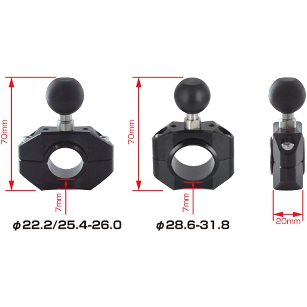REC-MOUNTS Bike Navigation Mount Set Gorilla Compatible A NVP-TQ21 NVP-T20CA-PTQ22D CA-PT20D Compatible Navigation Compatible Clamp Diameter 22.2/25.4mm (Arm M (94mm) Base Mount (Black)