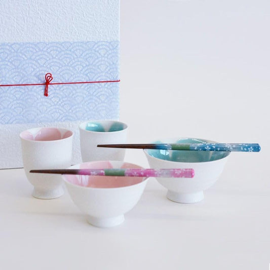 Oribe White Matte Flower Couple Set Present Gift Pair Set of 2 Tableware Set Arita Ware Microwaveable