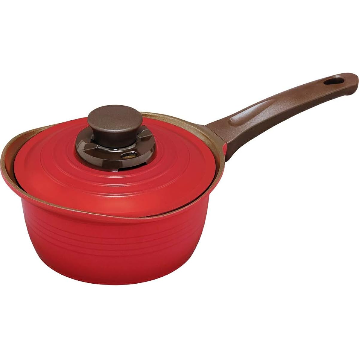Iris Ohyama Pot, One Hand Pot, No Addition of Water, 18 cm, IH, Gas Fire Compatible, Ceramic Coat, Easy to Clean, Time Saving, Lightweight, Far Infrared Effect, Recipe Book Included, Red KMKS-18