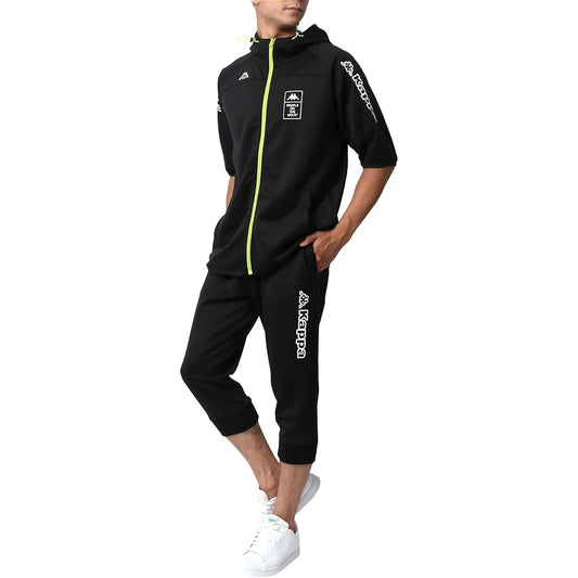 [Kappa] Men's Jersey Top and Bottom Set Running Wear Switchable Short Sleeves Half Pants M-6L Setup Room Wear