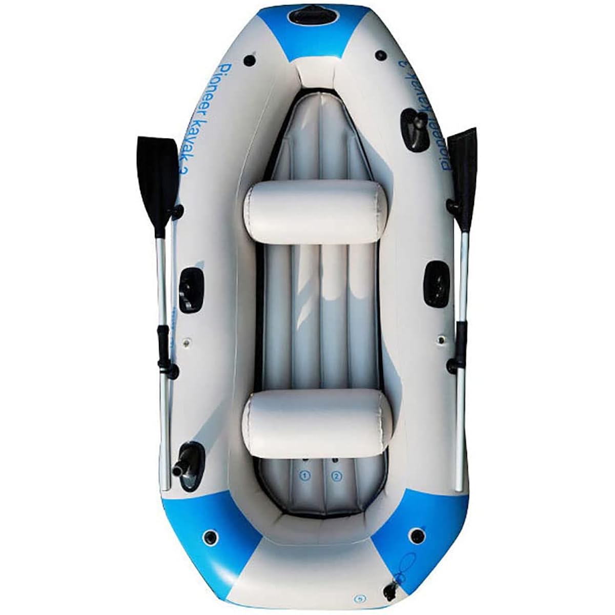 Rubber Boat PVC Thick Inflatable Kayak 2/3/4 Seater Super Thick 4 Air Chamber Structure Fishing Air Boat Loading Weight 300kg Mini Boat Lake Tour Disaster Prevention Evacuation