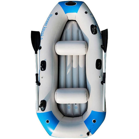 Rubber Boat PVC Thick Inflatable Kayak 2/3/4 Seater Super Thick 4 Air Chamber Structure Fishing Air Boat Loading Weight 300kg Mini Boat Lake Tour Disaster Prevention Evacuation