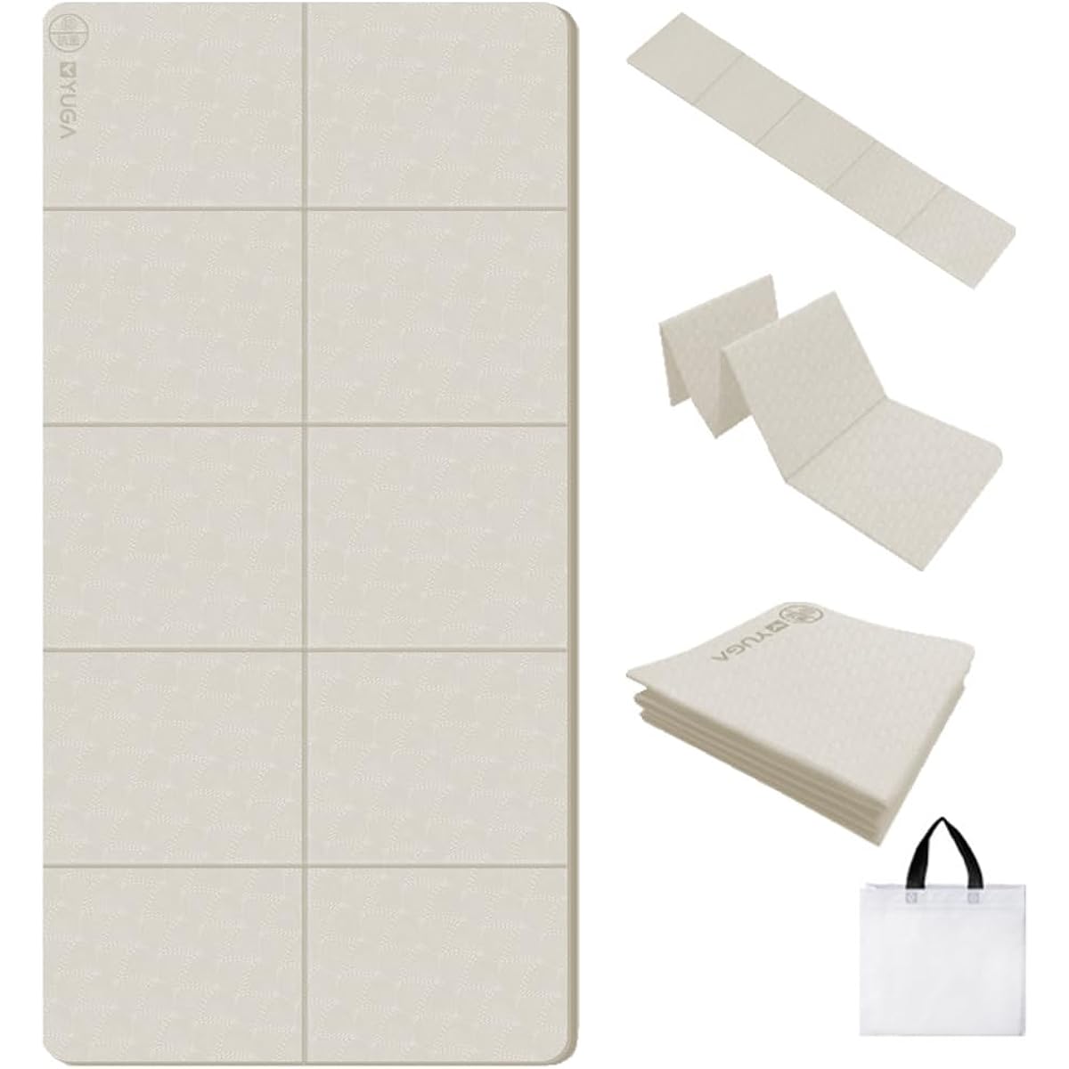 Rustuen Yoga Mat Foldable 8mm TPE Material Wide 80cm Thick Training Mat Exercise Mat Anti-Slip 80cm*185cm Thick Pilates Mat Lightweight Convenient Storage Storage Bag Included