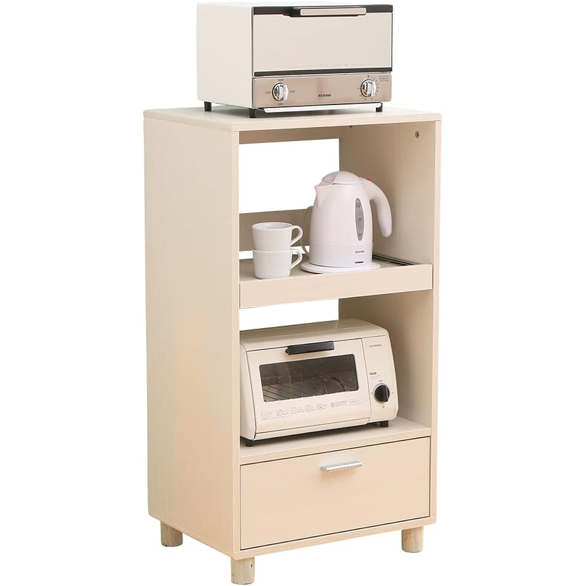Iris Ohyama Kitchen Board Range Stand Sliding Shelf Width 50 x Depth 37 x Height 93.8cm Off White KBD-500