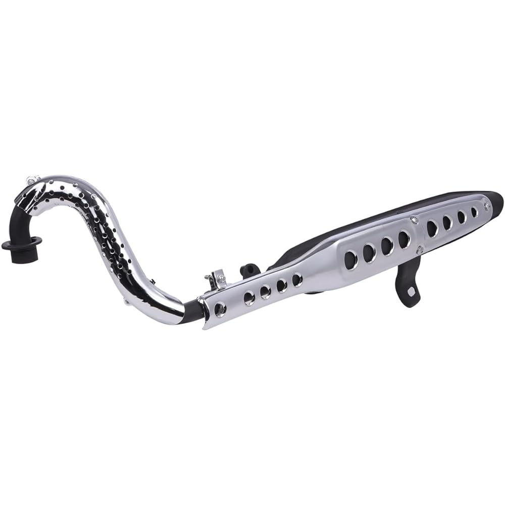 CustomDivine Honda Up Muffler Scrambler Muffler Steel Plated Black Super Cub C50 C70 C90 Little Cub Custom Parts External Product (Black x Silver)