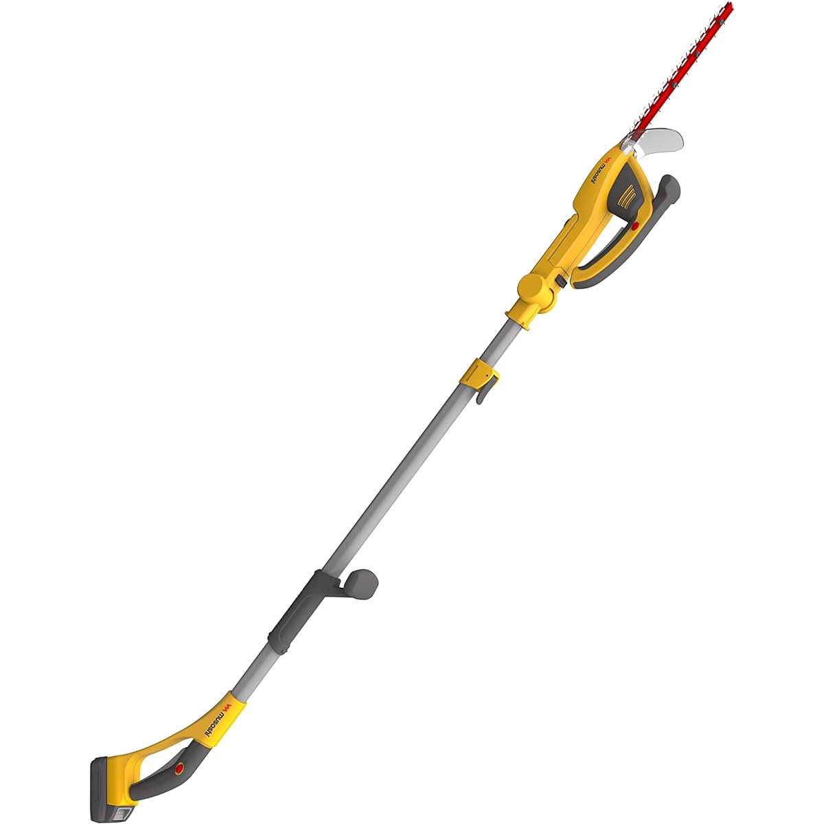 Musashi [Lithium-ion 18V rechargeable series] Rechargeable handy & pole clipper "Lithium-ion battery and charger included" Cutting width 250mm PL-5002 Yellow