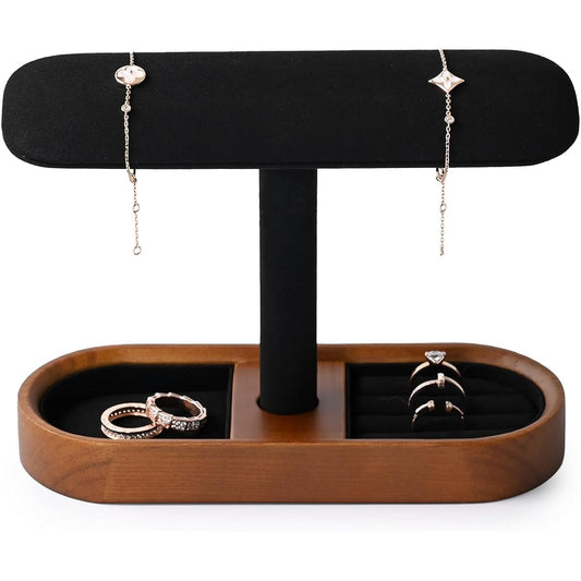 Woodten Black Wooden Watch Stand Ring Watch Bracelet Display Accessory Rack Jewelry Stand Wooden Watch Stand Watch Stand Wooden Multifunctional Watch Ring Display Stand Accessory Rack Accessory Storage