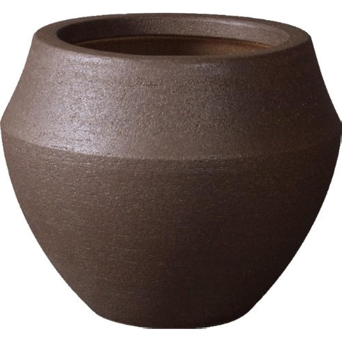 Plus Garden Flower Pot Cover for Barrel No. 8 Φ400 x H335mm No Bottom Hole Dark Brown Shigaraki Ware 333-02