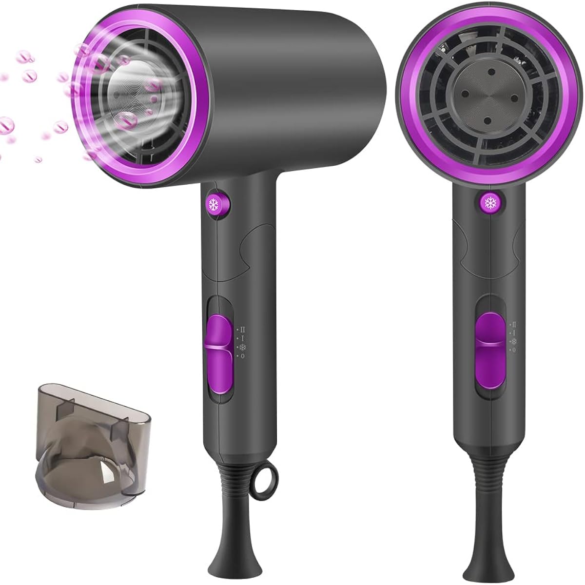 Hair dryer [2024 improved model] Large air volume, quick drying, ultra-lightweight, 1300W, foldable, portable hair dryer, negative ions, 3-level air volume, small size, nozzle included, overheating prevention function, for home use/salon use/travel use,