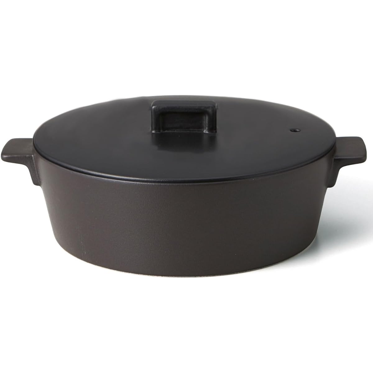 TAMAKI Earthen Pot Corner IH Clay Pot for 2-3 People Black Diameter 27.6 x Depth 23 x Height 11.4 cm Compatible with IH, open flame, microwave oven, and oven Compatible with halogen heater T-941058