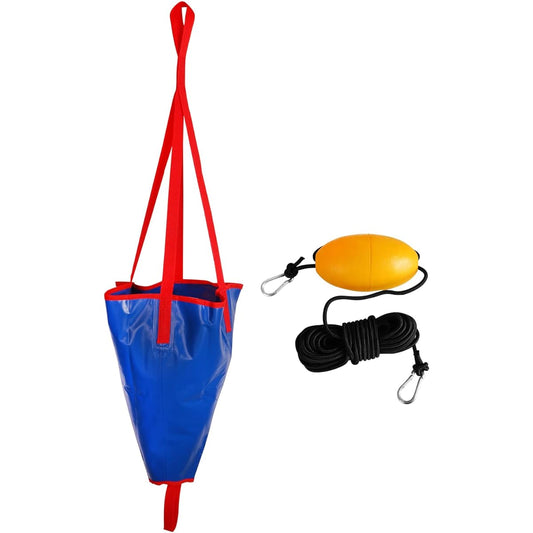 18ft Kayak Tow Rope Line Buoy Ball Float Leash Sea Brake System + PVC Sea Anchor Rogue Sailing Drift Brake Drift Socks Suitable for 12-14ft/14-16ft Marine Boat Yacht Kayak