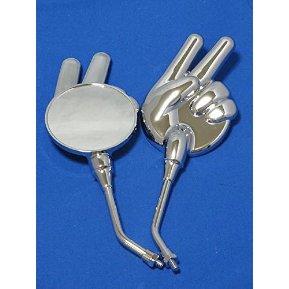 KJT Bike Mirror Rearview Mirror Rock Paper Scissors Chrome Left and Right Set 8mm Reverse Screw JANKEN-CP-YA JANKEN-CP-YA
