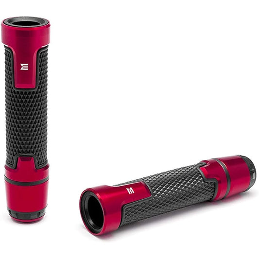 Motorcycle hand grip & bar end 7/8 inch bar -red -aluminum oxide