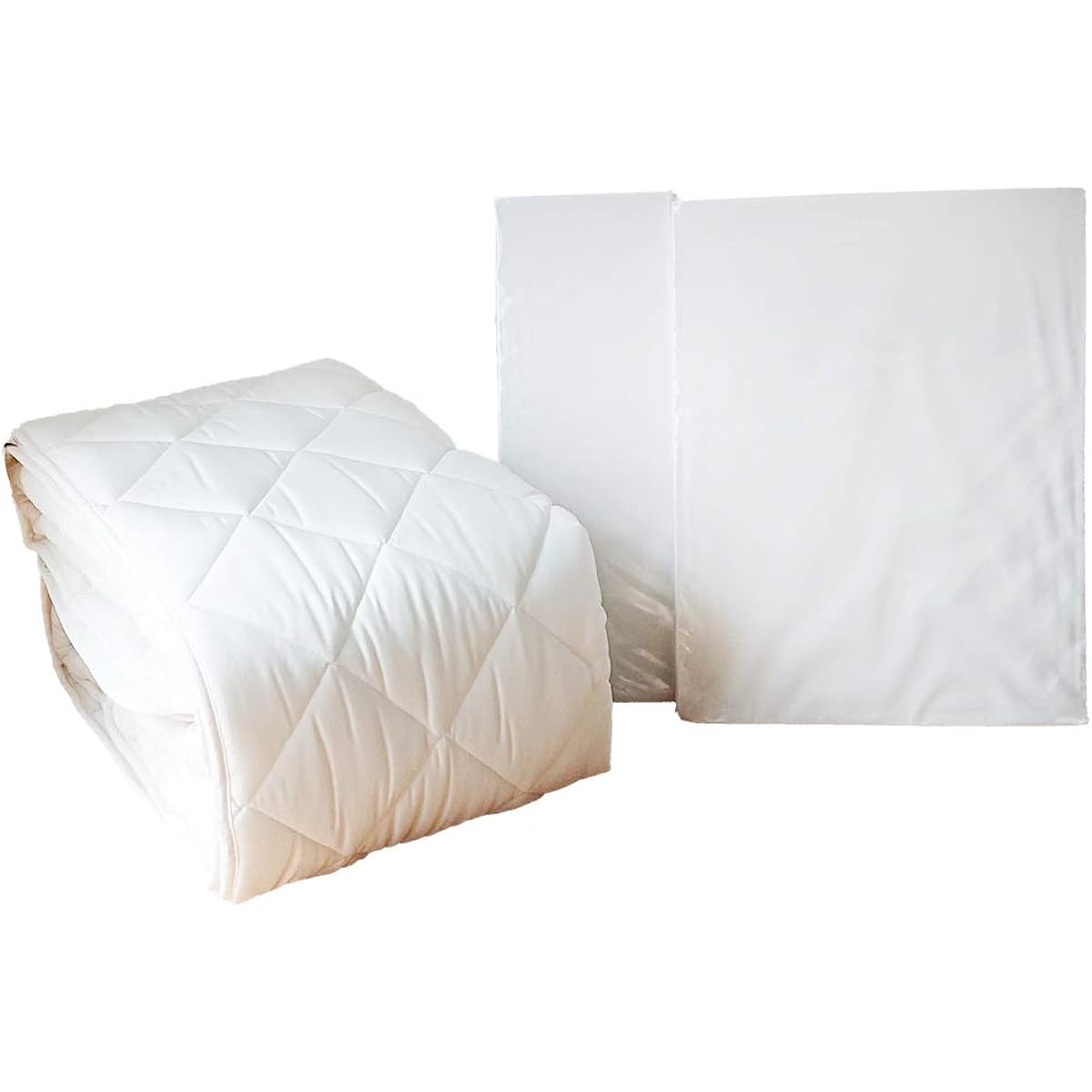 French Bed 3-piece bedding pack for double size (140 x 195 cm) "Washable sleep set" bed pad x 1, mattress cover (100% cotton) x 2, antibacterial and deodorizing treatment, compatible with mattresses up to 30 cm thick 360052300