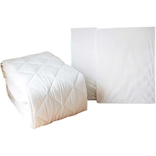 French Bed 3-piece bedding pack for double size (140 x 195 cm) "Washable sleep set" bed pad x 1, mattress cover (100% cotton) x 2, antibacterial and deodorizing treatment, compatible with mattresses up to 30 cm thick 360052300