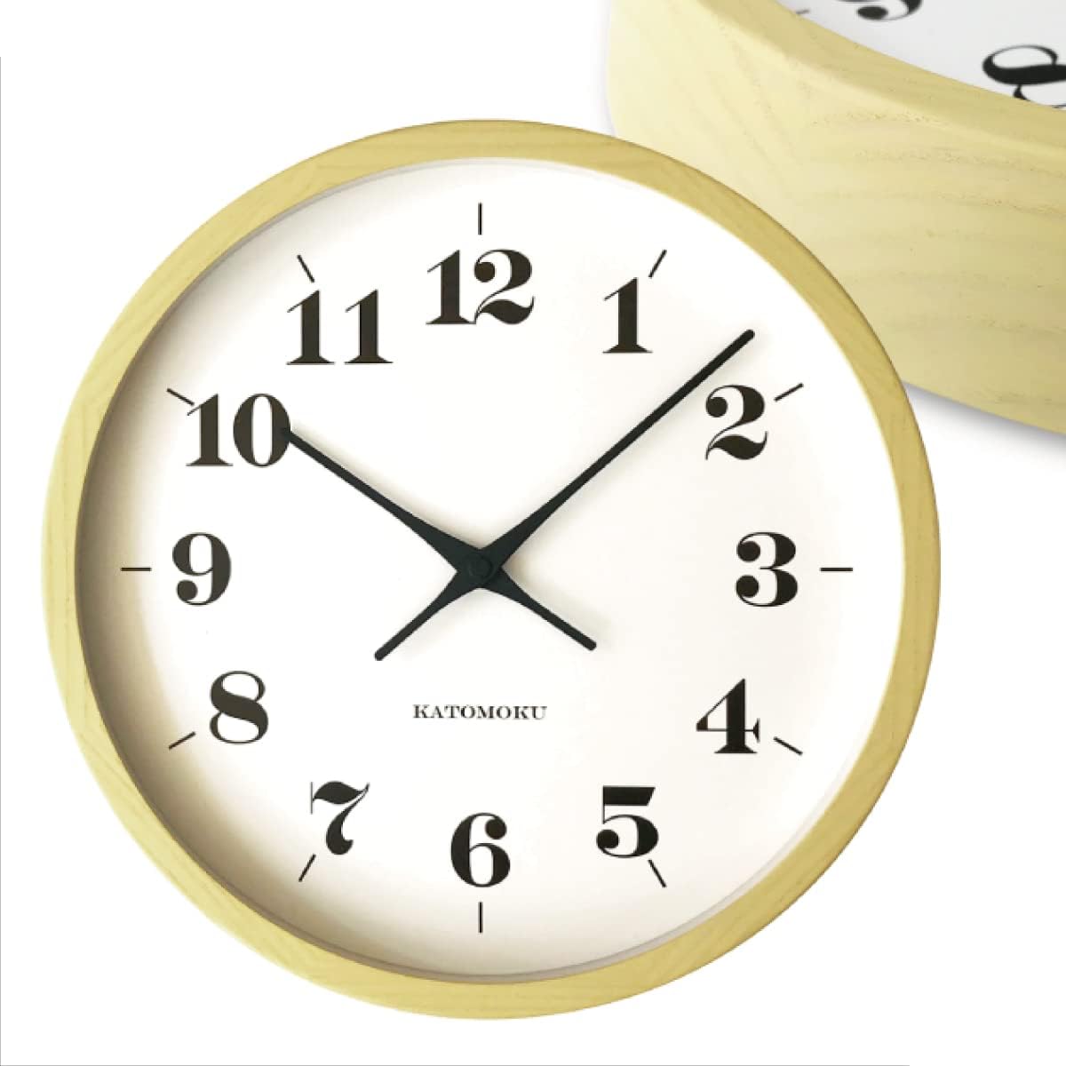 KATOMOKU muku clock 12 yellow radio clock continuous second hand movement km-97 φ306mm