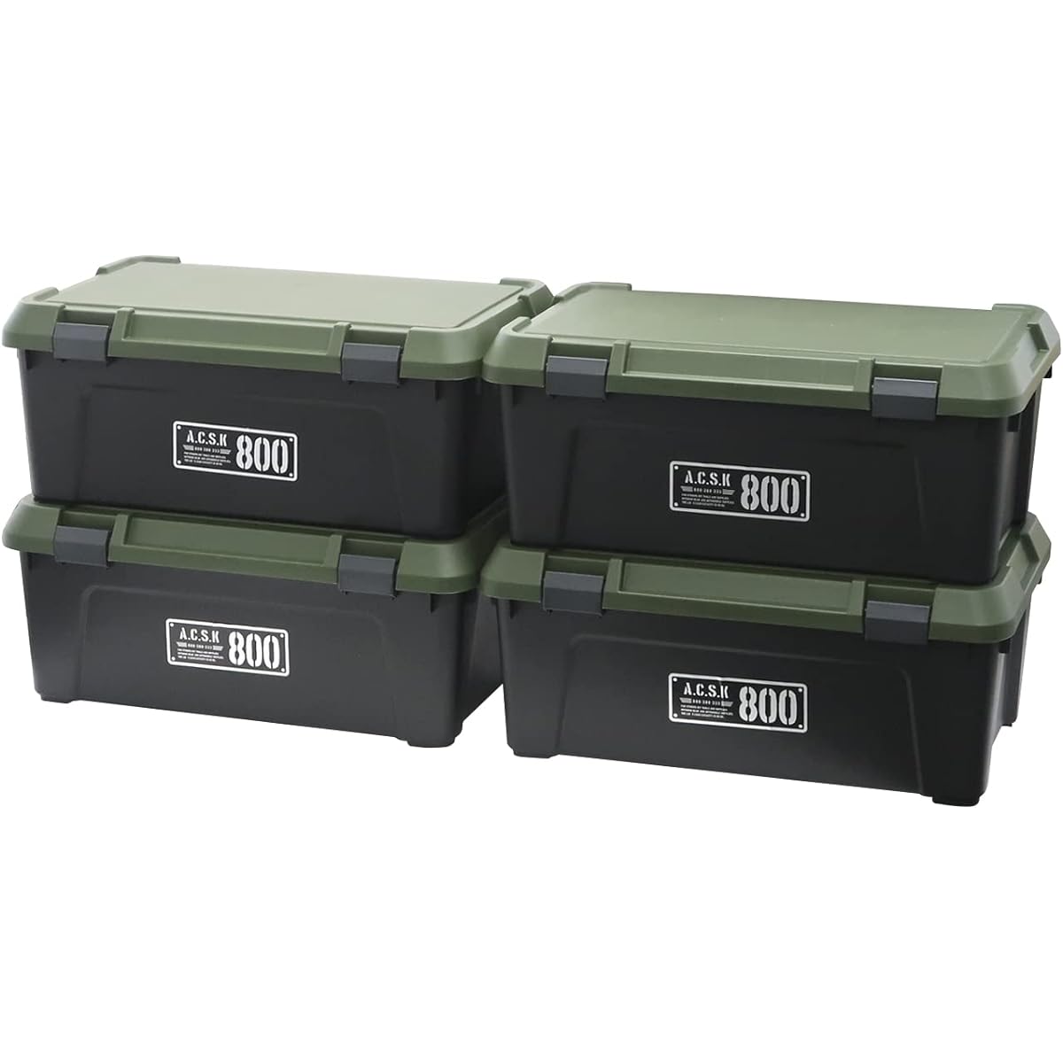 JEJ Astage Storage Box, Made in Japan, Outdoor Camping, Stepstool, Load Capacity 80kg, Car Mounted, Stackable [X Series Active Stocker 800X] Width 80 x Depth 38 x Height 33cm, Set of 4