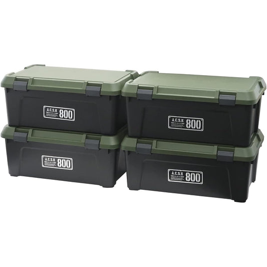 JEJ Astage Storage Box, Made in Japan, Outdoor Camping, Stepstool, Load Capacity 80kg, Car Mounted, Stackable [X Series Active Stocker 800X] Width 80 x Depth 38 x Height 33cm, Set of 4