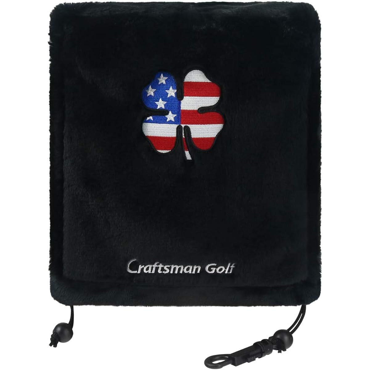 CRAFTSMAN Golf Iron Cover, Boa Head Cover, Set, Accessory Pouch, String Closure, Hook Included, Convenient to Carry, American Style Embroidery, Clover Pattern, Unisex, 2 Colors (Pink, Black)
