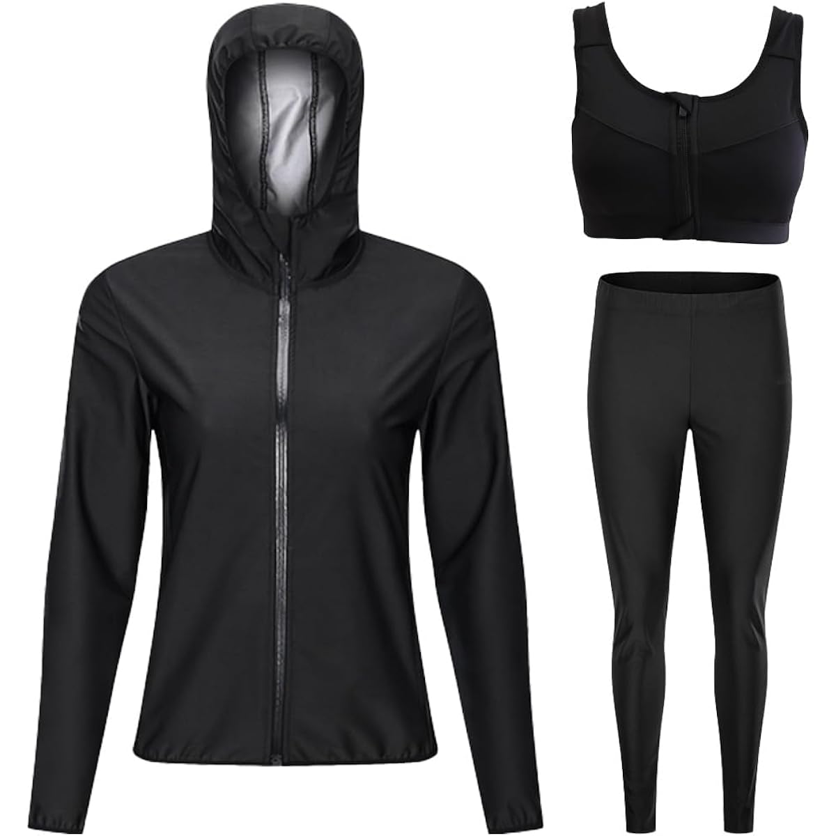 [TPRG] Sauna Suit Full Zip Men's Women's Diet Suit Sportswear Top and Bottom Set Large Size Wear Stretch Walking
