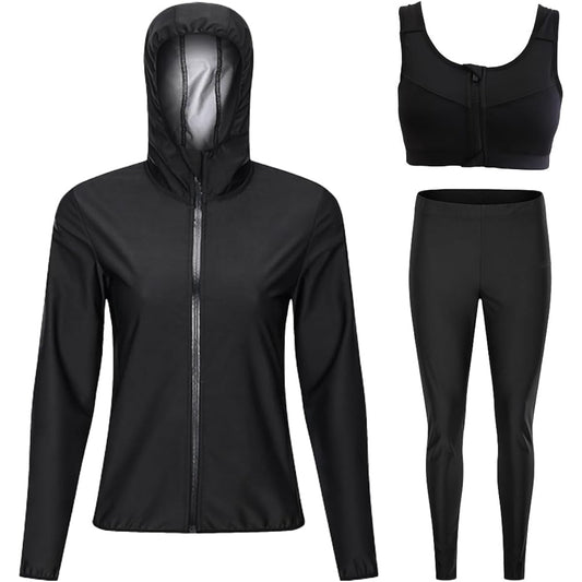 [TPRG] Sauna Suit Full Zip Men's Women's Diet Suit Sportswear Top and Bottom Set Large Size Wear Stretch Walking