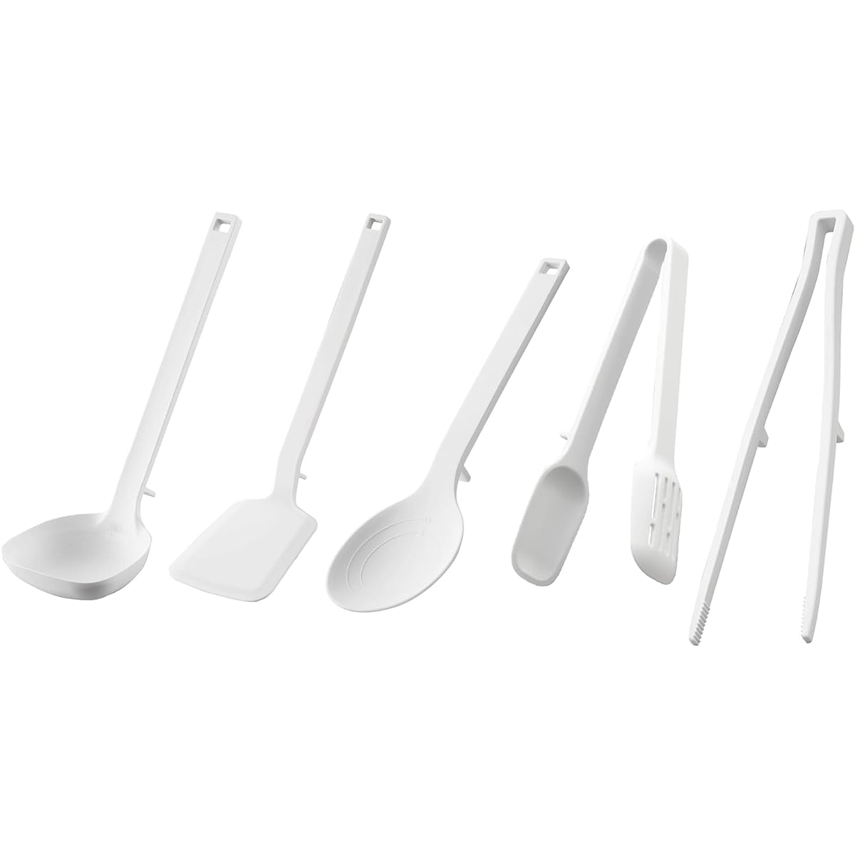 Yamazaki Jitsugyo Silicone Tools Cooking Spoon Ladle Turner Spoon Tongs Chopstick Tongs [Set of 5] Tower White 4272 5189 5191 5193 5195