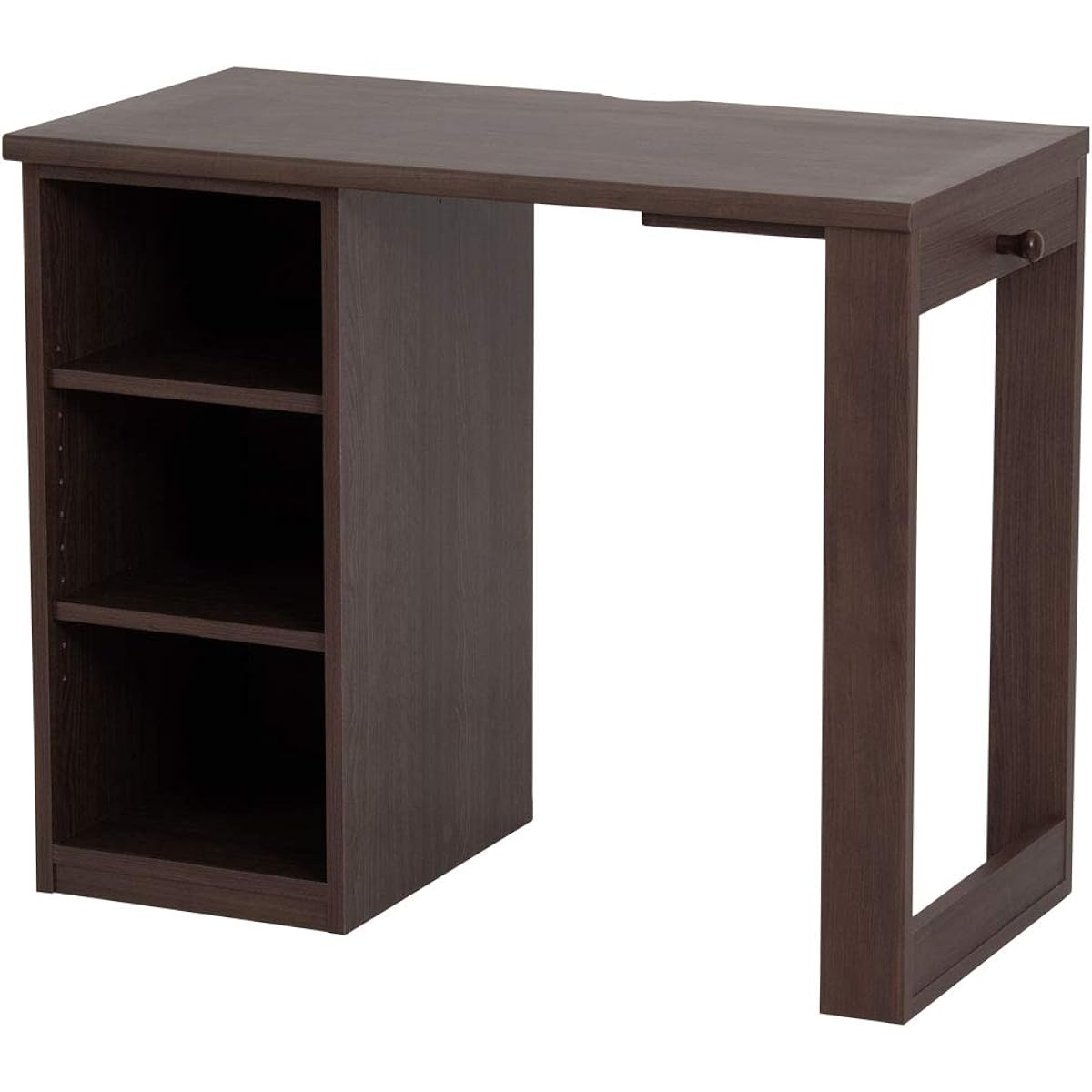 Iris Plaza Desk Computer Desk PC Desk with Storage (Movable Shelf) Study Dark Brown Width 90 x Depth 45 x Height 73.5 cm FJ-022-IR [Work from home recommended]