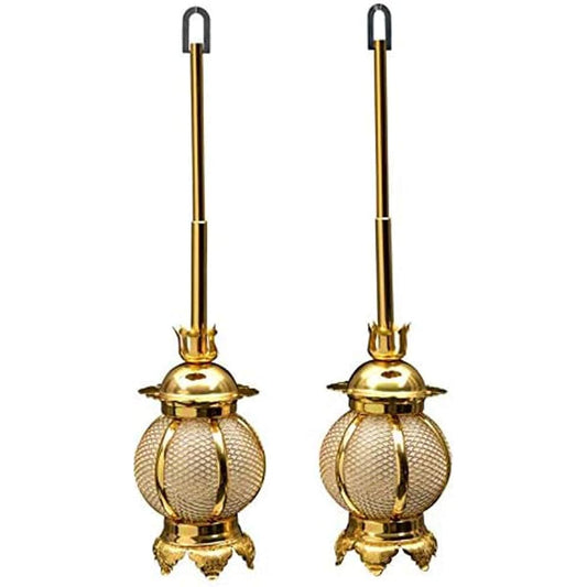[Hiruta Buddhist Fittings Store] [Includes LED wiring set] Hanging lantern, round shape, light alloy, electrical equipment, 1 pair, small size