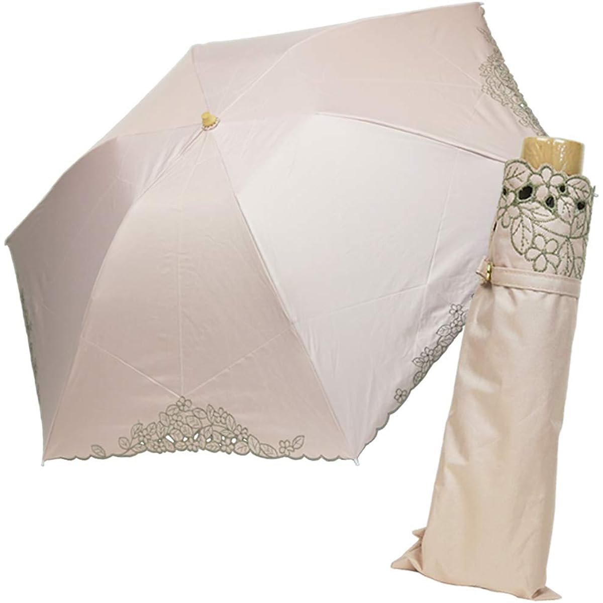[Nouvel Japonais] Nouvel Japonais Parasol, Folding Umbrella, For Both Sunny and Rainy Days, Lightweight, UV Protection, UV Protection, Shading Rate, 99.99% Botanical Embroidery