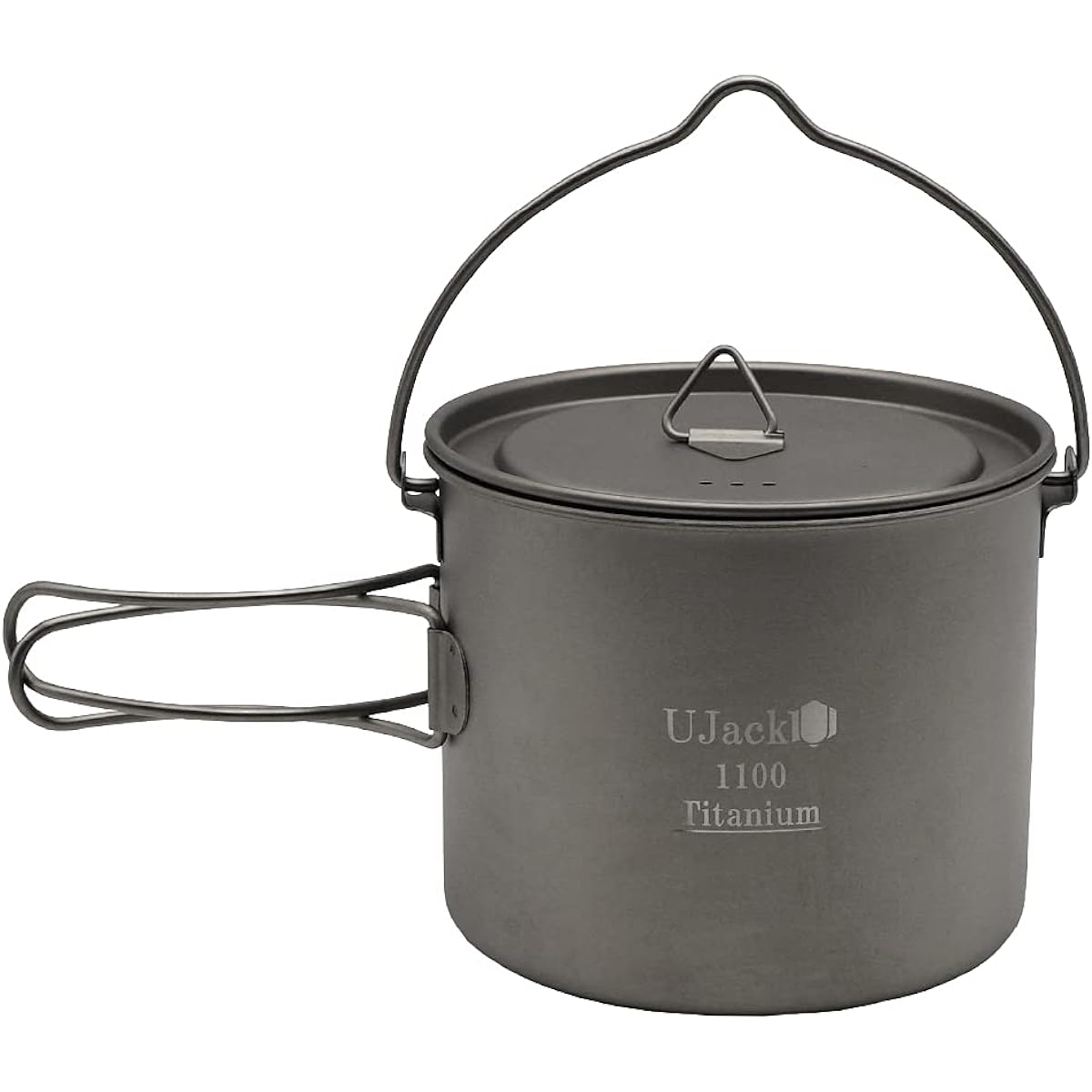 UJack Titanium Single Mug Cooker Open Fire OK Folding Handle Storage Case Included (1100ml)