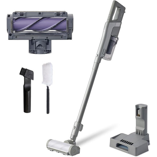 [Our Strongest Dust Collection Power] IRIS OHYAMA Vacuum Cleaner Cordless Stick Cleaner Rechargeable Cyclone Just-Put Charging Stand Electrostatic Mop Carpet Cleaning Up to 43 Minutes Operation SUUZE SCD-210P-H Gray