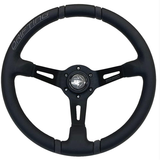 MOMO DRIFTING 350D 85mm deep cone black spoke 35 pie black stitch