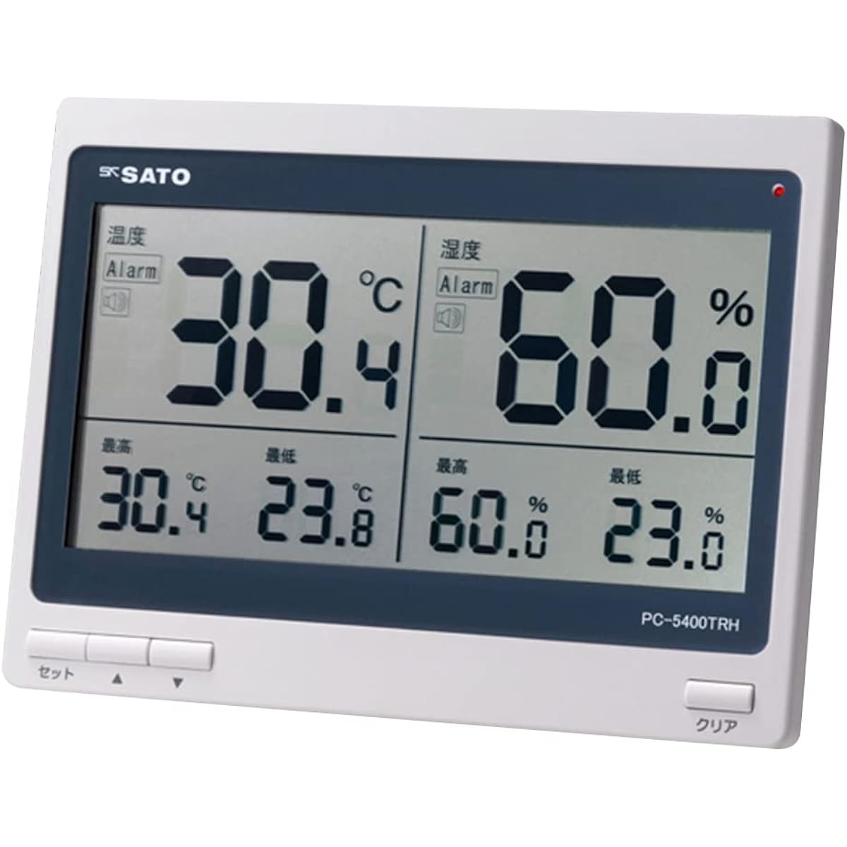 Sato Measuring Instrument (SATO) Temperature and Hygrometer Digital Maximum and Minimum Temperature and Humidity Record Notification when the set temperature is exceeded PC-5400TRH 1074-00