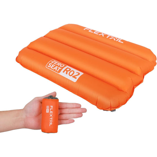 FLEXTAILGEAR Zero Seat Camping Ultralight Inflatable Travel Cushion Portable Seat Cushion with Carry Bag for Outdoor Backpacking/Outlook/Camping/Hiking (Orange)