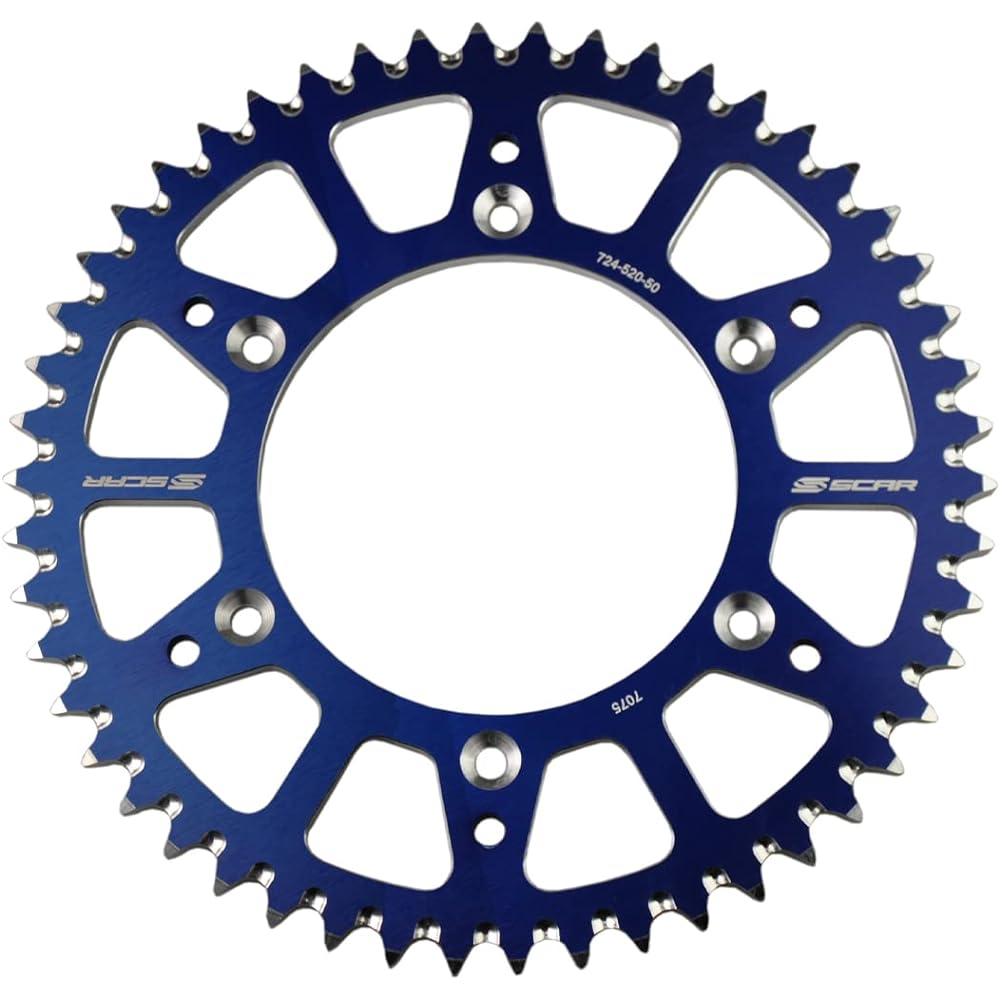 SCAR Aluminum Alloy Rear Sprocket Compatible with Yamaha YZ YZX YZF WRF YZFX 125 250 450 99-23 Blue - 49 Teeth