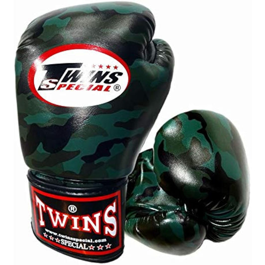 Twins Boxing Gloves PU Leather Military Dark Green