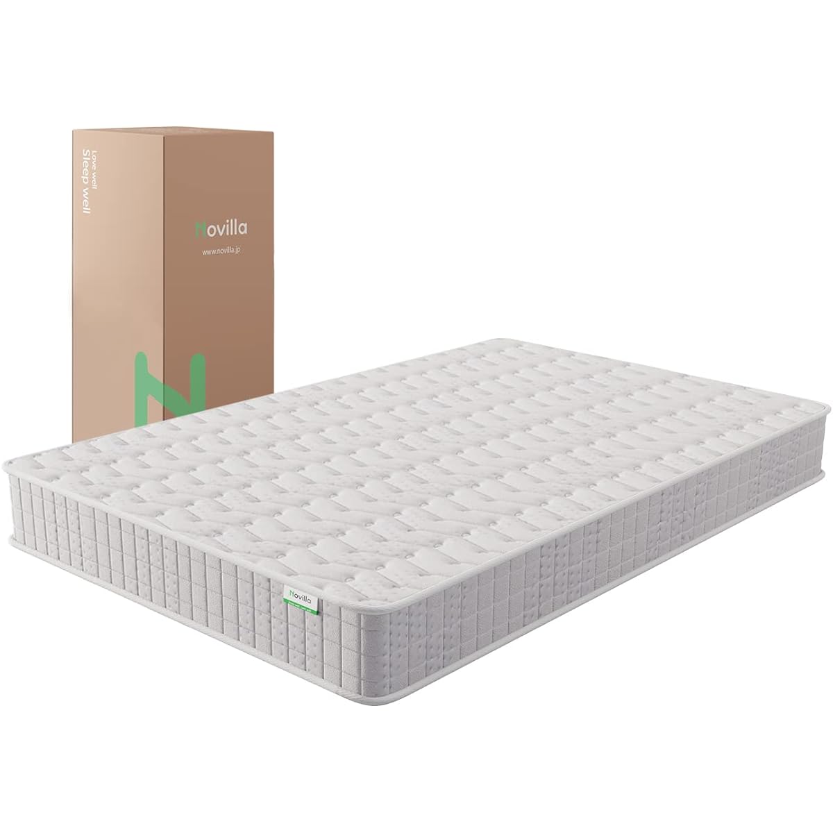 Novilla Mattress Queen Size Extra Thick 20cm High Resilience Mattress Pocket Coil Bed Mattress Pure White Cloud Line Diameter 2.1mm Spring Mattress Body Pressure Dispersion No Bottoming Feeling (Queen)