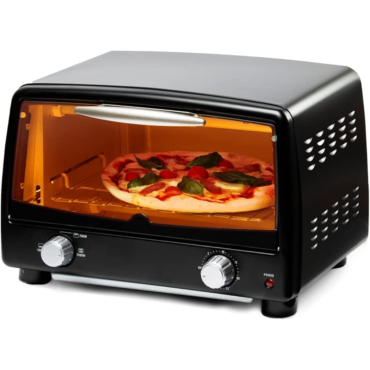 IRIS OHYAMA Toaster, 4 Pieces, High Heat, 30 Minute Timer Function, Toaster Oven, Black POT-412R-B