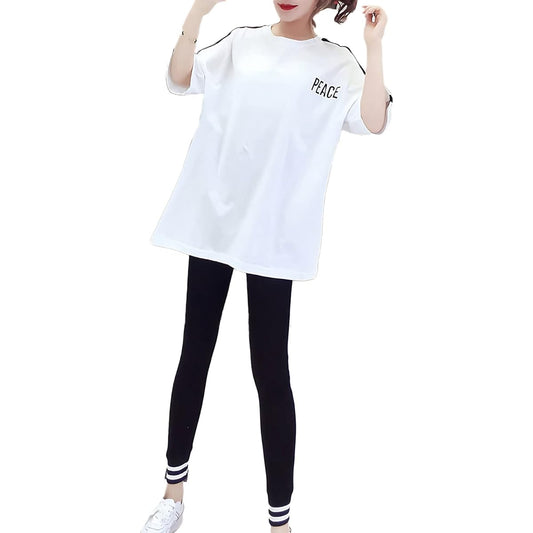 Monoa Jersey Top and Bottom Set, Short Sleeve T-Shirt, Fitness Pants, Setup, Sportswear, Women's Fashion
