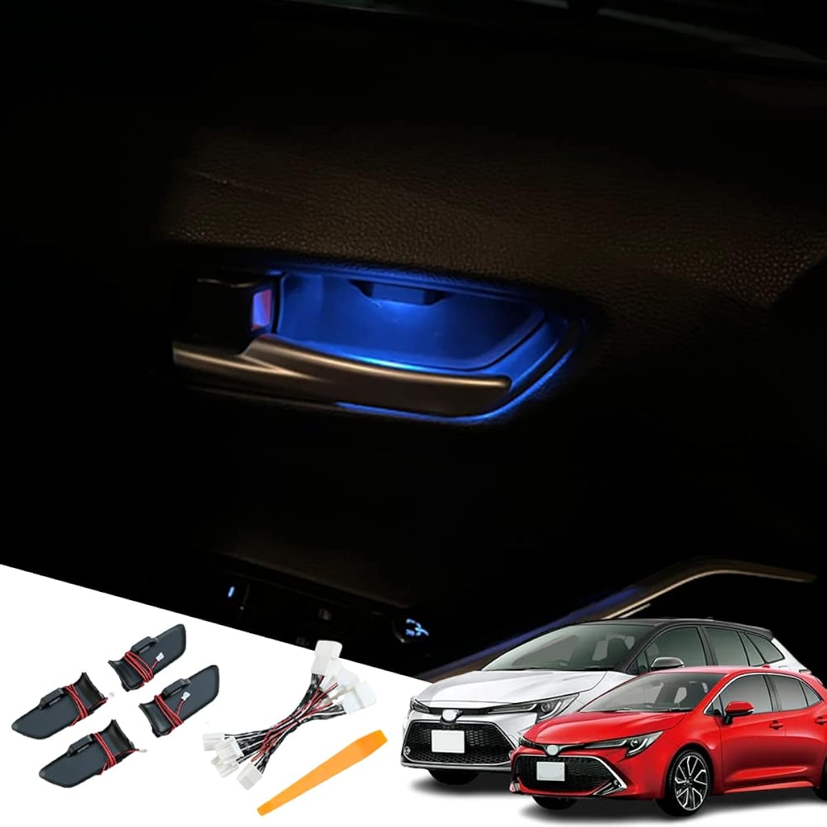 Hearsheng Toyota Corolla Touring NRE210W ZRE212W ZWE211W ZWE214W MZEA12W (October 2019 ~) Corolla Sport ZWE213H NRE210H NRE214H 210 Series 018-6 Moon ~) Corolla ABS Material Inner Handle LED Light