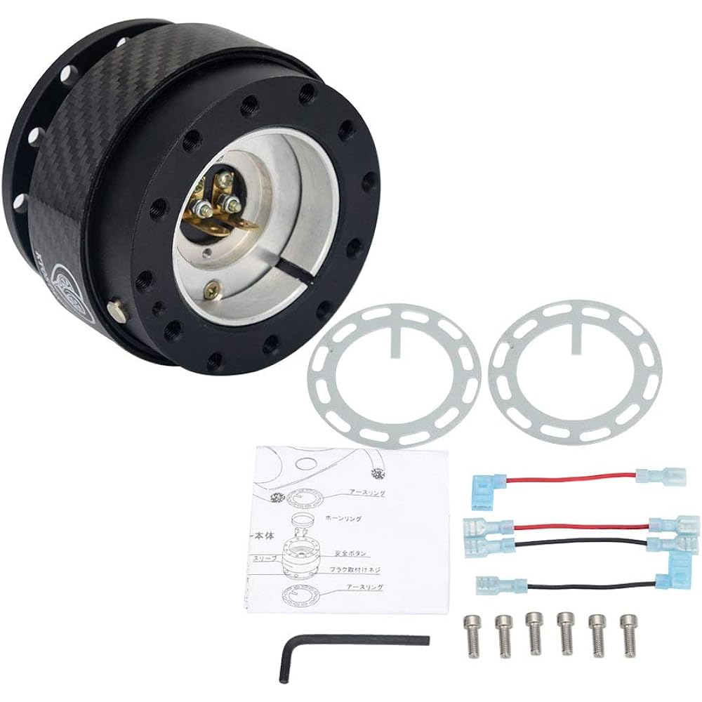 KYOSTAR 100%Real Carbon Fiber Steering Wheel Quick Release Hub Adapter Snap Off Booth Kit Blue KD8305BE