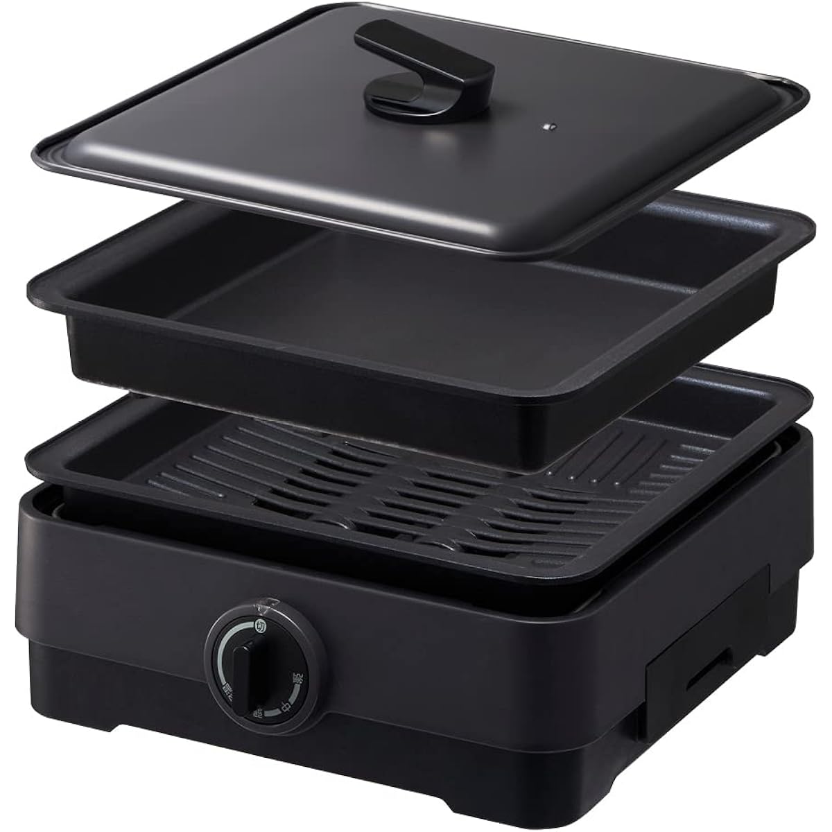 Doshisha Compact Hot Plate with Smoke Reduction Plate 2 Pieces (Yakiniku Plate/Deep Flat Plate) Gray Pieria