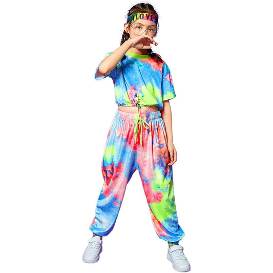 [LOLANTA] Kids' Dance Costume, Hip Hop, Belly Button Setup, Girls' Jersey, Top and Bottom, Tops, Pants, Flashy Hiphop Girls' Dance Costume, Dancewear, Junior Jazz, Cheer Team, Performance Clothes, Gymnastics Clothes (110-180cm)…