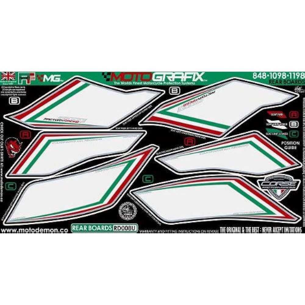 MOTOGRAFIX Body Pad 848/1098/1198 07- REAR White/Tricolore MT-RD008U
